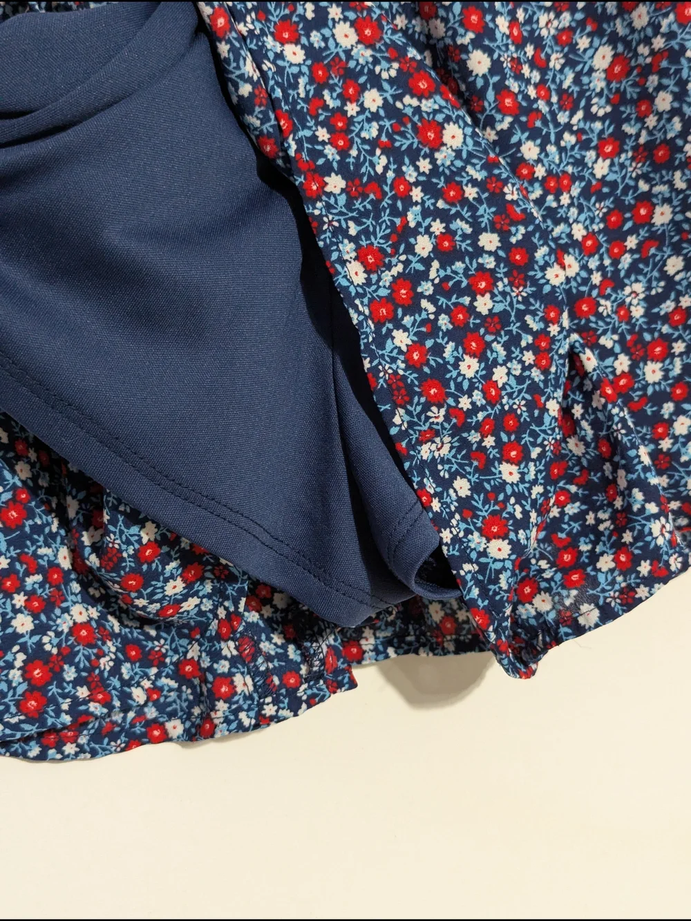 Blue Rain Navy Floral Spaghetti Strap Dress with Red & Light Blue Flowers